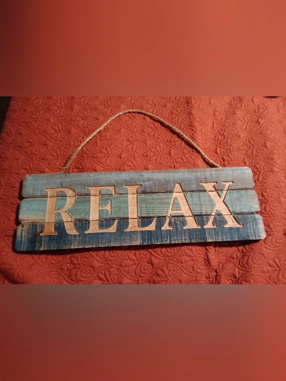 ESE 'Relax' Wooden Wall Sign in Teal and Blue